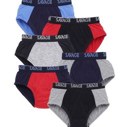 SAVAGE Boys Pack Of 6 Colourblocked Basic Briefs-image-40