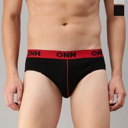 ONN Pack of 3 Assorted Pure Cotton Anti-Odour Basic Briefs-53