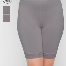 FashionRack Women Pack Of 3 Grey Cotton Shorts-image-28