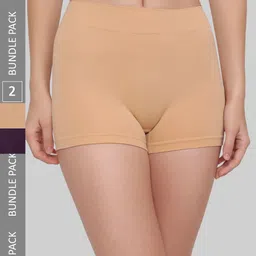 PLUMBURY Women Pack Of 2 Anti Microbial Seamless Boy Shorts-image-56