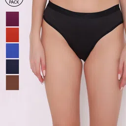 ABELINO Women Pack of 6 Assorted Cotton Hipsters PANTY6PCPLAINOUTER0304-image-97