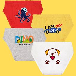 NUSYL Boys Pack Of 4 Printed Cotton Anti-bacterial Basic Brief-picture-21