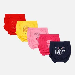 Bodycare Infants Girls Pack Of 5 Assorted Typography Printed Cotton Basic Briefs-image-61