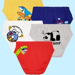 NUSYL Boys Pack Of 5 Printed Cotton Basic Briefs-image-90