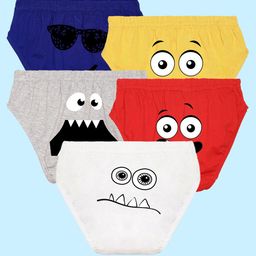 NUSYL Boys Pack Of 5 Printed Cotton Basic Brief-image-91