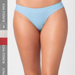 NOIRA Women Pack Of 3 Assorted Seamless Thong Briefs-image-43