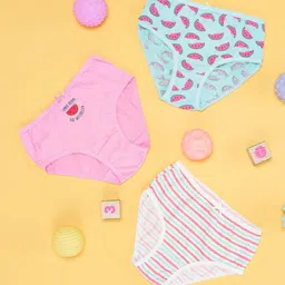 Pantaloons Junior Girls Pack Of 3 Printed Pure Cotton Basic Briefs-picture-49