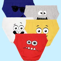 NUSYL Boys Pack Of 5 Printed Cotton Basic Brief-image-76