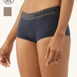 FREECULTR Women Pack of 2 Grey Solid Low-Rise Anti Bacterial Micro Modal Boxer Briefs-picture-19