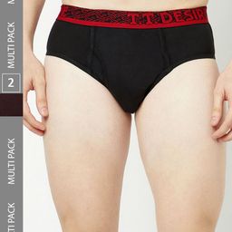 T.T. Men Pack Of 2 Desire Mid-Rise Pure Cotton Basic Briefs-picture-10
