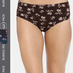 RedRose Women Plus Size Pack Of 3 Printed Hipster Briefs Decorative Multi-36