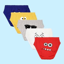NUSYL Boys Pack Of 5 Graphic Printed Pure Cotton Basic Briefs-image-109