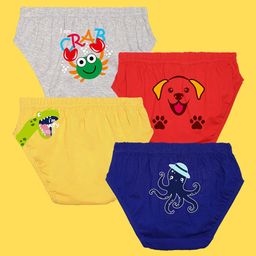 NUSYL Boys Pack Of 4 Printed Cotton Anti -Microbial Basic Brief-picture-41