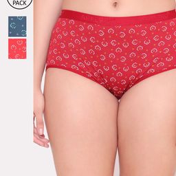 ABELINO Women Pack Of 3 Printed Pure Cotton Boy Short Briefs-image-49