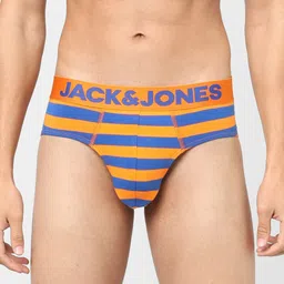 Jack & Jones Men Orange & Blue Striped Cotton Basic Briefs 116793401-picture-47