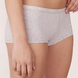 La Vie en Rose Women Grey Solid Cotton Boy-Short Briefs-image-36