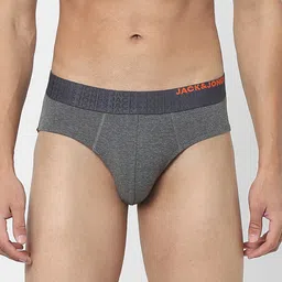 Jack & Jones Men Grey Solid Cotton Basic Briefs 116795502-picture-38