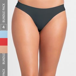 NOIRA Women Pack Of 4 Assorted Seamless Thongs Briefs-image-64