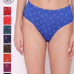 ABELINO Women Pack of 9 Printed Hipster Briefs-image-82