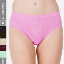 PRIDE APPAREL Women Pack Of 6 Anti-Bacterial Pure Cotton Hipster Briefs COM-06-75-image-29