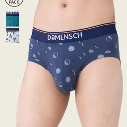DaMENSCH Deo-Cotton Printed Pack of 3 Anti-Bacterial Cotton Briefs-image-33