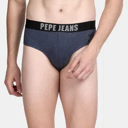 Pepe Jeans Men Blue Solid Cotton Basic Briefs-picture-55