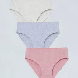 Charm n Cherish Girls Pack Of 3 Puer Cotton Mid-Rise Basic Briefs-picture-14