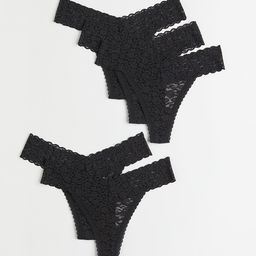 H&M Women Pack Of 5 Black Lace Thong Briefs-picture-21