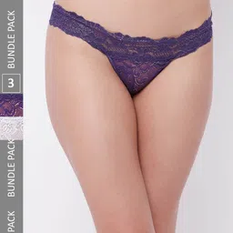 SECRETS BY ZEROKAATA Women Pack Of 3 Assorted Lace Thongs-picture-27