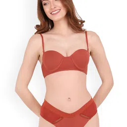 CURWISH Women Rust-Brown Solid Bikini Briefs-7
