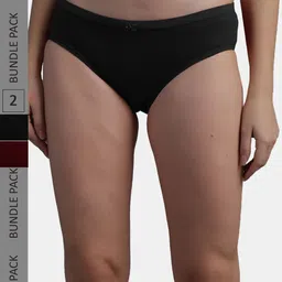 N-Gal Women Black & Maroon Pack Of 2 Solid Hipster Briefs-image-84