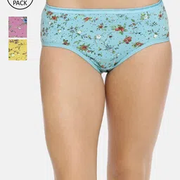 RedRose Women Pack Of 3 Printed Cotton Hipster Briefs-image-61