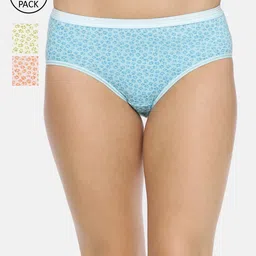 RedRose Women Pack Of 3 Printed Cotton Hipster Briefs-image-40
