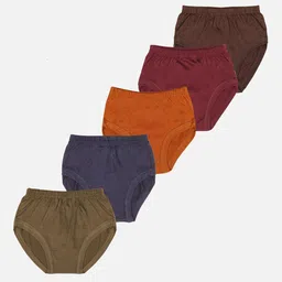 PRIDE APPAREL Kids Pack Of 5 Orange & Brown Solid Basic Briefs-42