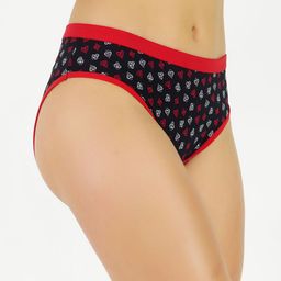 GOTO Printed Basic Briefs nylon lycra print outer elastic penty Blk-Red image 5