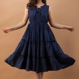 Women Skater Blue Midi/Calf Length Dress-image-1