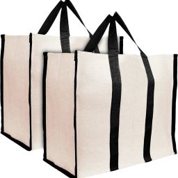 Grocery Bag for Carry Grocery, Fruits, Vegetable with Handles Pack of 2 (Black) Pack of 2 Grocery Bags-picture-8