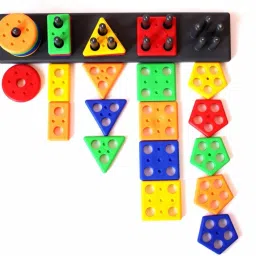 Stacking Toy Shape & Color Recognition Geometric Board Educational Column Puzzle-15