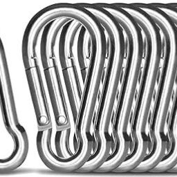 Heavy Duty 8MM- 304 Stainless Steel Snap Hook for Hiking, Lock Camping Set of 10 Locking Carabiner-6