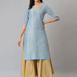 W Women Blue Ethnic Motifs Kurta-image-31