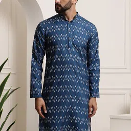 SOJANYA Ethnic Motifs Printed Mandarin Collar Pure Cotton Regular Kurta-image-36