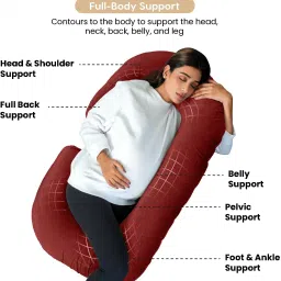 C-Shaped Full Body Pregnancy Pillow with Removable Velvet Cover Polyester Fibre Stripes Pregnancy Pillow Pack of 1-image-75
