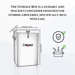rajali Tin Deep Storage Box | Grocery Container Box With Plain 25 Kg | Rice Storage Containers 25 L Drum image 4