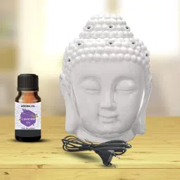 PEEPRESION Ceramic Electric Buddha Aroma Diffuser Night Lamp Light with 1 Aroma Oil Fragrance Your Home, Office, Spa, Hotel, Club Diffuser-13