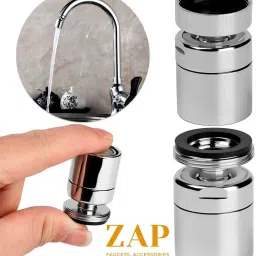 zap X-FLOW 360 Degree Rotatable Universal Fit Aerator Water Saving Chrome Finish 5 Faucet Nozzle image 2