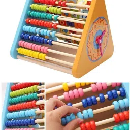 nijek store 5 in 1 Wooden Activity Triangle Center Cube Counting Beads Toys for Babies Montessori Learning Toy for 1-5 Year Old Kids image 4