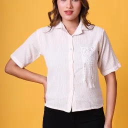 Women Regular Fit Striped Spread Collar Casual Shirt-image-72