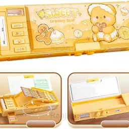 Multifunctional Geometry Lock Pencil Box,Magnetic & Passworld Lock Compass Box NA Art Plastic Pencil Box-16