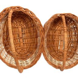 Decorative Multipurpose Storage and Gifting Oval Kashmir Wicker Handle Basket - Set of 2 Wooden Fruit & Vegetable Basket-6