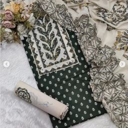 Unstitched Pure Cotton Salwar Suit Material Embroidered, Printed-image-16